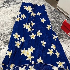 Floral Blue Maxi tube top dress